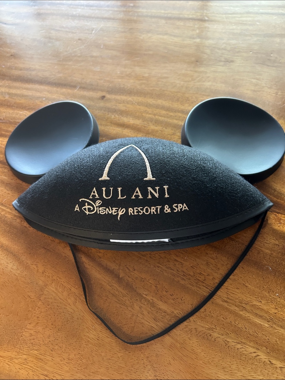 Disney Aulani 5th Anniversary Black Mickey Ears Hat with Gold Embroidery